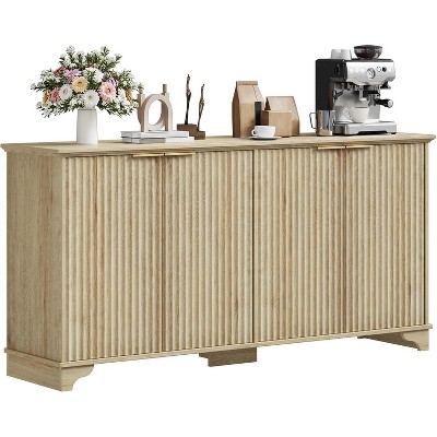 coucheta Fluted Sideboard Buffet Cabinet with Storage, Modern Wood Accent Cabinet with Shelves, Console Table for Kitchen, Dining, Entryway, Hallway