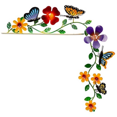 Wind & Weather Handcrafted Colorful Metal Butterflies And Flowers Door  Crawler : Target