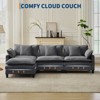 Modular Sectional Sofa,Corduroy Cloud Couch with Movable Ottoman&Throw Pillows,Modern L/U-Shaped Sofa,Comfy Deep Seat Couch for Living Rooms,Bedroom - 3 of 4
