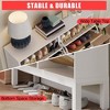 Wooden Fluted Shoe Storage Cabinet with 4 Flip Drawers, Narrow with Metal Legs, Modern Farmhouse Hidden Shoe Rack for Entryway, Hallway - 2 of 4