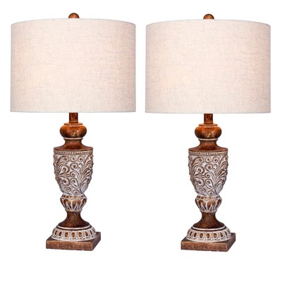 Distressed, Decorative Resin Table Lamps in Antique Brown  - Fangio Lighting