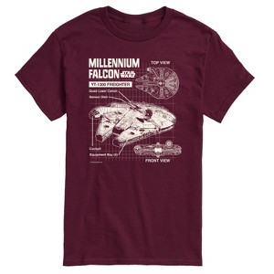 Men's - Star Wars - Millennium Falcon Schematic Men's Short Sleeve Tee Short Sleeve Graphic T-Shirt - 1 of 4