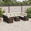 vidaXL 10 Piece Patio Sofa Set with Cushions Brown Poly Rattan - Brown and cream With table - 2 of 4