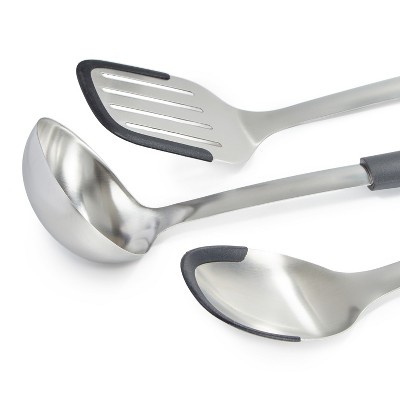 Graphite Stainless Steel 3-Piece Utensil Set with Silicone Heads