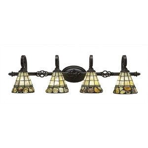 Toltec Lighting Elegante 4 - Light Vanity in  Dark Granite with 7" Cobblestone Art Glass Shade - 1 of 1