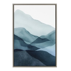 Kate and Laurel Sylvie Blue Mountain Range Framed Canvas by Amy Lighthall, 23x33, Gray - 1 of 4