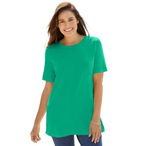 Woman Within Plus Size Perfect Short-Sleeve Crewneck Tee - 1 of 4