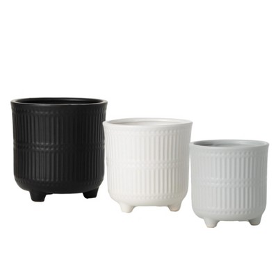 Sullivans Set of 3 Small Ceramic Planters  6.5"H, 5.5"H, & 4.75"H Multicolored