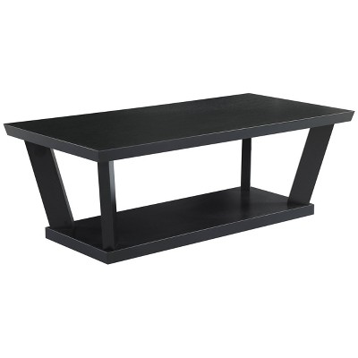 Aminta Black 3-Piece Wood Coffee Table Set with Shelf