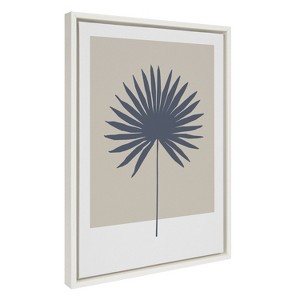 Kate and Laurel Sylvie Muted Tan and Blue Colorblock Botanical Palm Framed Canvas by The Creative Bunch Studio, 18x24, White - 1 of 4