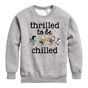 Boys' - Peanuts - Snoopy and Friends Thrilled To Be Chilled Graphic Long Sleeve Fleece Sweatshirt - 1 of 4