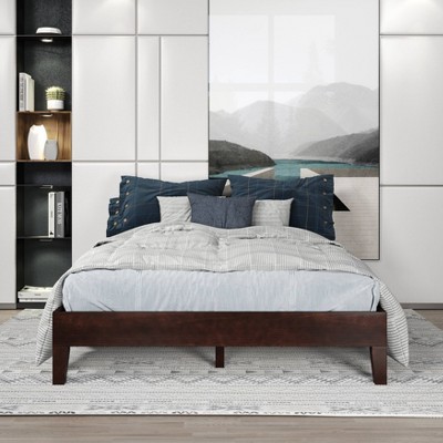 Nix Solid Pine Natural Full Platform Bed with Drawer
