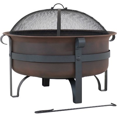 Bronze Cauldron 29-Inch Wood-Burning Fire Pit with Spark Screen