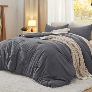 Bedsure Comforter Set – Soft & Warm Imitation Washed Cotton Bedding for All Seasons - 1 of 4