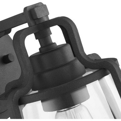 Progress Lighting Benton Harbor 1-Light Outdoor Wall Lantern in Black with Clear Glass Shade