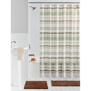 LunaLulinlk 15 Piece Shower Curtain Set, Green/Multi - 1 of 4