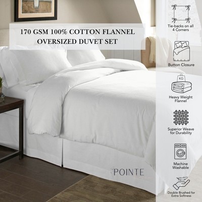 Gray and White Cotton Flannel Full/Queen Duvet Cover Set