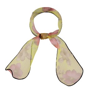 Allegra K Women's Transparent Skinny Organza Scarf Floral Neckerchief Hair Band - 1 of 4