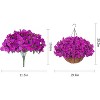 2Pcs Artificial Hanging Geraniums Plant with Brown Basket, 12 Pcs Geraniums Flowers for Christmas, Front Porch, Garden, Patio, Home Decor - 3 of 4