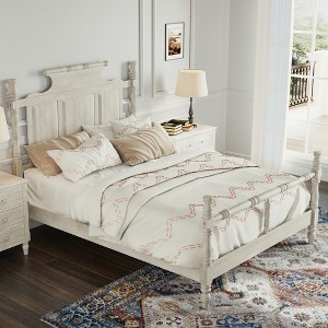 KIGFTSOD Vintage Country Style Wood Four Poster Platform Bed - 1 of 4
