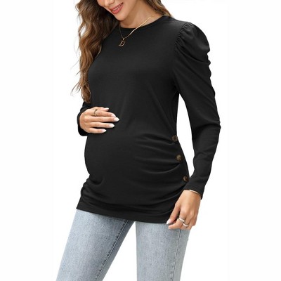 Hwmodou Female Tshirts Pregnant Womens Soild Color Maternity Short Sleeve Crew Neck Basic T Shirt Breastfeeding Top Woman Classic Pregnancy Clothes