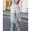 Womens Turtle Neck Pullover Sweater Snowflakes Lantern Sleeve Chunky Nordic Sweater Festive Christmas Sweater Oversized Winter Warm Tops - 2 of 4