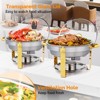 ROVSUN 5Quart Chafing Dish Set Gold Accent, Round NSF Stainless Steel Buffet Warmer Chafers with Glass Lid /Lid Holder for Party Wedding Dinner - 3 of 4
