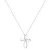 Silver Diamond Accent Cross Ribbon Pendant Necklace - 2 of 4