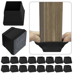 Aoibox Square Chair Leg Protectors for Hardwood Floors 16 Pack Non Slip Silicone Felt Pads Easy Install Black Noise Reducing - 1 of 4
