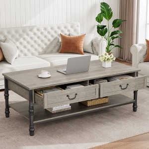 COZONY 41'' Coffee Table for Living Room – Wooden Center Table with 2 Storage Drawers & Open Shelf, Modern Dining Coffee Table for Home & Office - 1 of 4