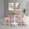 LeisureMod Tresse Stackable Dining Stool – Mid-Century Modern Round Backless Wicker-Top Seat Indoor Outdoor Use for Kitchen, Patio, Garden Set of 2 - 3 of 4