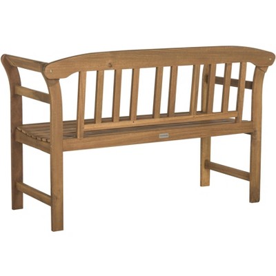 Teak Brown Acacia Wood 2-Seat Outdoor Bench
