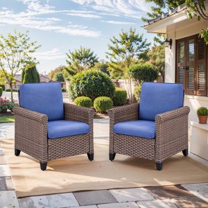 Buenhomino Patio Sofa Couch Outdoor Wicker Sofa PE Rattan 3-Seat Couch with Armest Water Resistant Cushions for Garden Balcony Sunroom Poolside - 1 of 4
