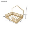Twin/Full Size Montessori Bed Floor Bed Platform Bed Frame Toddler Bed Kid House Bed with Light & High Rails - ModernLuxe - 3 of 4