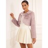 INSPIRE CHIC Women's Evening Bow Tie Front Turndown Collar Faux Fur Fluffy Cropped Coat - 2 of 4