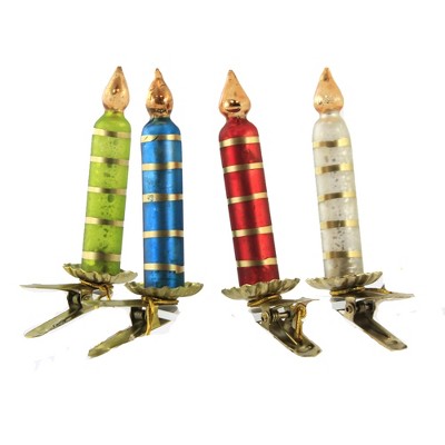 Christmas 3.75" Traditonal Candle Clip Ornament Vintage Mercury  -  Tree Ornaments