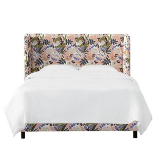 Twin Wingback Bed in Parker Floral Peach - Cloth & Co., Pink