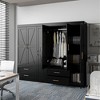 APRILSOUL Shaker Style Classic Three-Door Wardrobe, Wood Bedroom Armoire with Hanging Rod and Shelves - 3 of 4