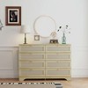 ORRD 8-Drawer Double Dresser, Boho Rattan Chest with Golden Handles, Wooden Dresser for Bedroom, Closet, or Living Room, Natural Finish - 2 of 4