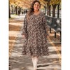 Agnes Orinda Women's Plus Size Bohe Floral Print V Neck Long Sleeve Ruffle Hem A Line Midi Dresses - 3 of 4