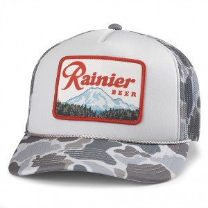 Adult Rainier Beer Grey Camo Mountain Range Patch Foamy Adjustable Hat - 1 of 4
