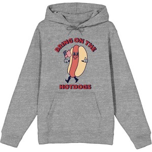 Americana Bring On The Hotdogs Long Sleeve Adult Hooded Sweatshirt - 1 of 2