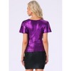 INSPIRE CHIC Women's Summer V Neck Ruffle Short Sleeve Shiny Metallic Wrap Blouse - 3 of 4