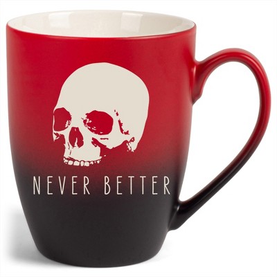 100 North Skull 10 Ounce Red and Black Two Toned Ombre, Comfortably Fits Your Hands, Ceramic Tea Coffee Cup Mug, Never Better