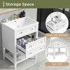 MAYEERTY 24" Bathroom Vanity without Sink Solid Wood Frame Storage Drawer Open Shelf White - 4 of 4
