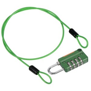 Unique Bargains Locker Luggage Bike 4 Digit Combination Lock with Security Cable Set - 1 of 4