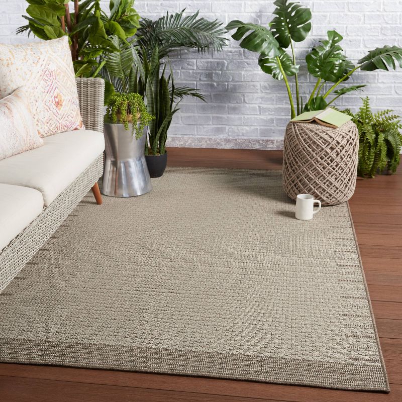 Poerava Indoor/Outdoor Border Area Rug Gray/Taupe - Jaipur Living, 6 of 8