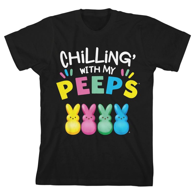 Bioworld Peeps Chilling With My Peeps Youth Black Graphic Tee, 1 of 4