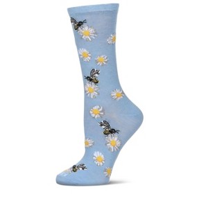 Memoi Daisy Bees Bamboo Blend Crew Sock - 1 of 4