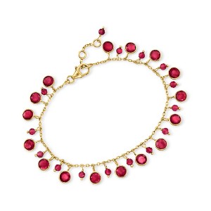 Ross-Simons 14.10 ct. t.w. Ruby Drop Bracelet in 18kt Gold Over Sterling Size 7 - 1 of 3